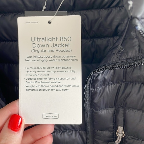 NWT L.L. Bean Men’s Black Ultralight 850 Down Jacket Water Resistant - Size XXL - Picture 5 of 12